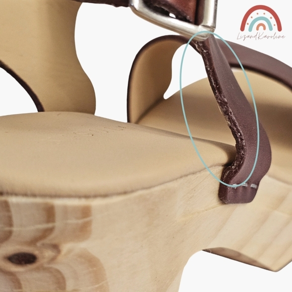 New! Nisolo All Day Open Toe Clog Leather Wood Chunky Platform Sandals in Brandy - Picture 11 of 16